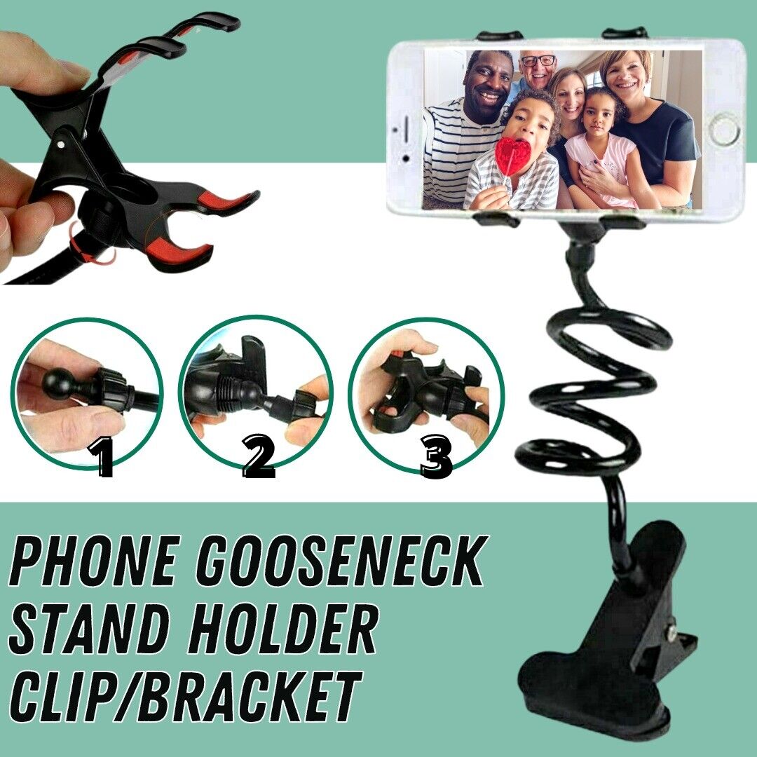 Universal Lazy Mobile Phone Gooseneck Stand Holder Flexible Bed Desk Table Clip Phones DealSniper.net