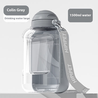 2 In 1 Dog Large Capacity Pets Out Drinking Dispenser Pets DealSniper.net Grey 1500ml