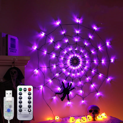 Halloween Led Spider Web String Light 5v Remote Control 8 Modes Deals DealSniper.net Purple USB