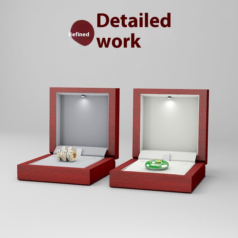High-end Wooden Box Jewelry LED Light Packaging Jewelry DealSniper.net
