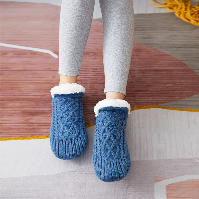 Winter Woolen Socks Women Thicken Warm Home Bedroom Socks Women dealsniper-net Blue 18to21 1pair