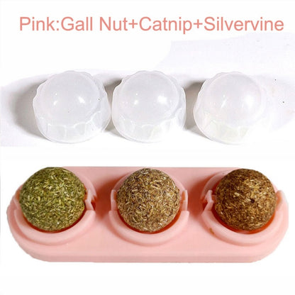 3pcs/lot Self-adhesive Rotated Catnip Lick Ball Pets dealsniper-net