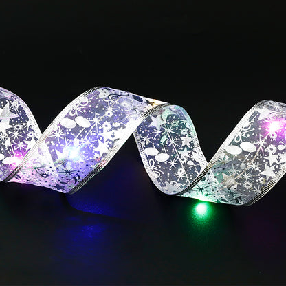 Fairy Lights String Christmas Ribbon Bow Tie Holidays dealsniper-net Colorful silver 1M