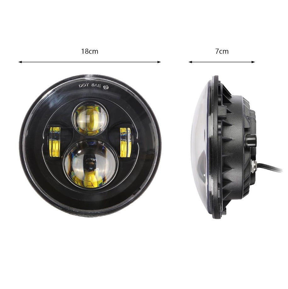 Black Die-cast Aluminium Casing Round LED Headlights