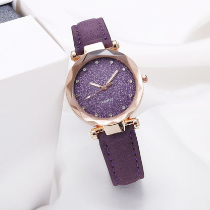 Casual Women Romantic Starry Sky Wrist Watch Leather Jewelry dealsniper-net Purple