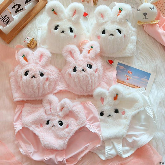 Moon Rabbit Girl Plush Bra Panties Set Kids DealSniper.net