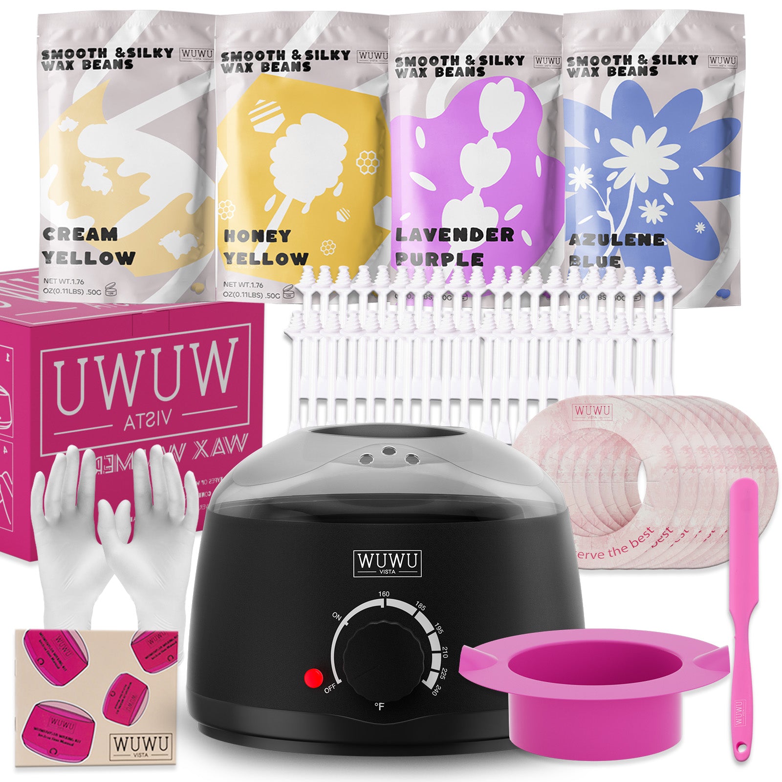 WUWUVISTA 60 Pcs Waxing Kit Easy-Clean Beauty dealsniper-net Black EUplug
