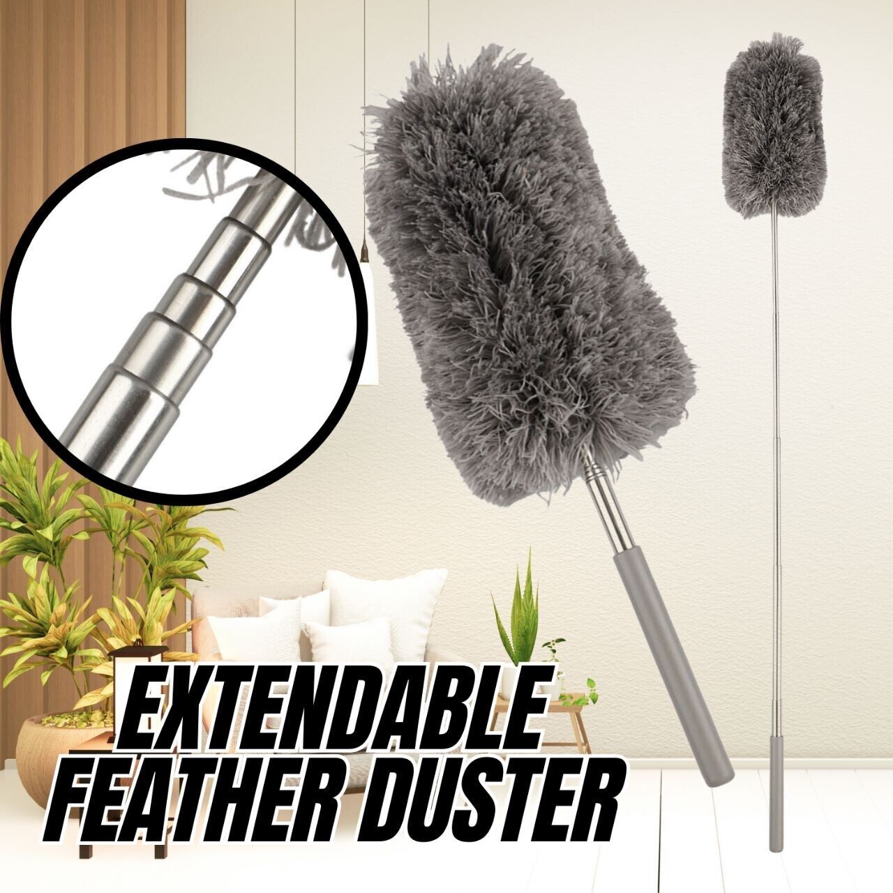 Adjustable Soft Microfiber Feather Duster Dusting Brush Household Cleaning Tool Home dealsniper-net Adjustable Duster