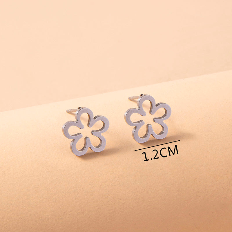 Dainty Silver Flower Stud Earrings Fashion Gifts