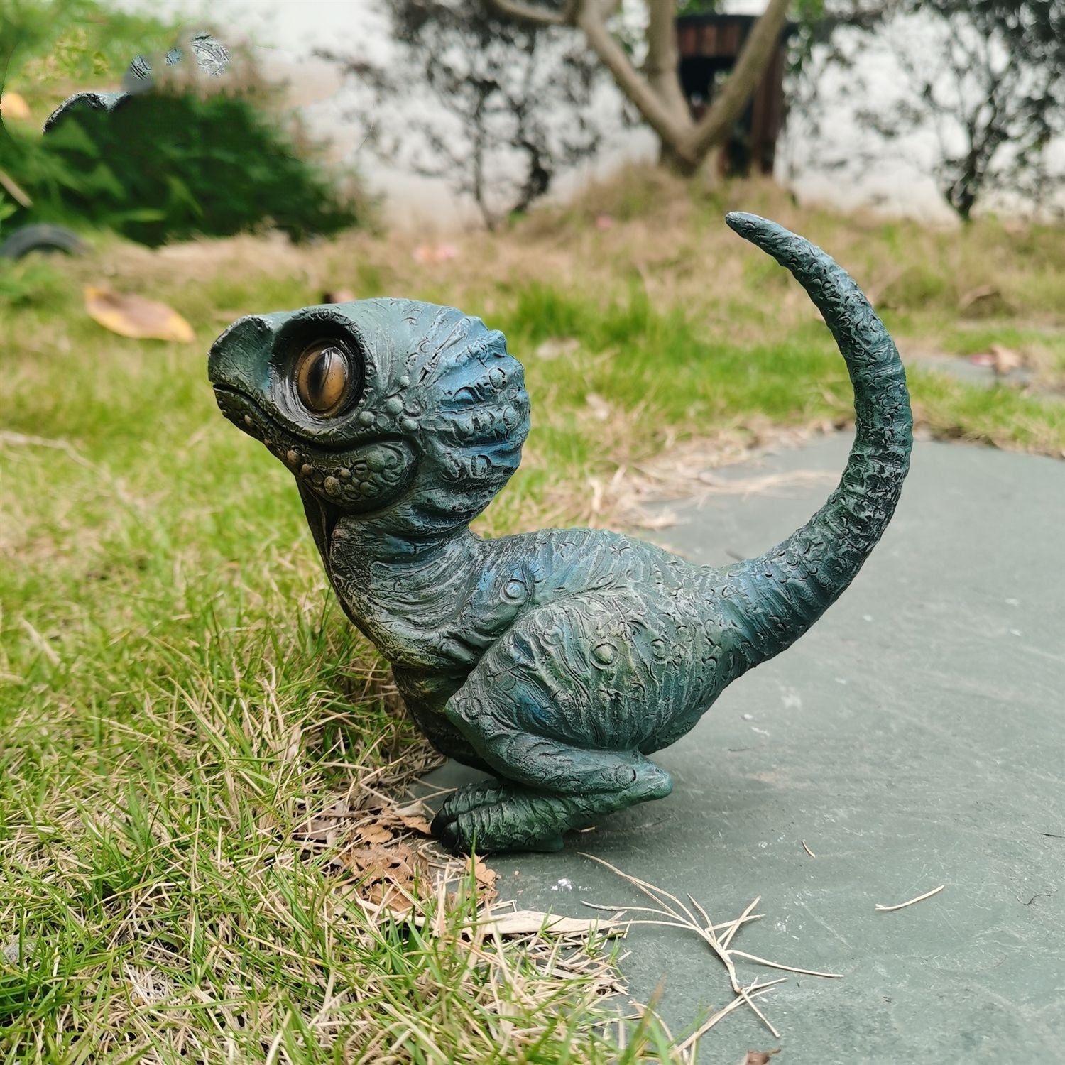 Cute Dinosaur Garden Statues Resin Velociraptor Ornament Garden dealsniper-net