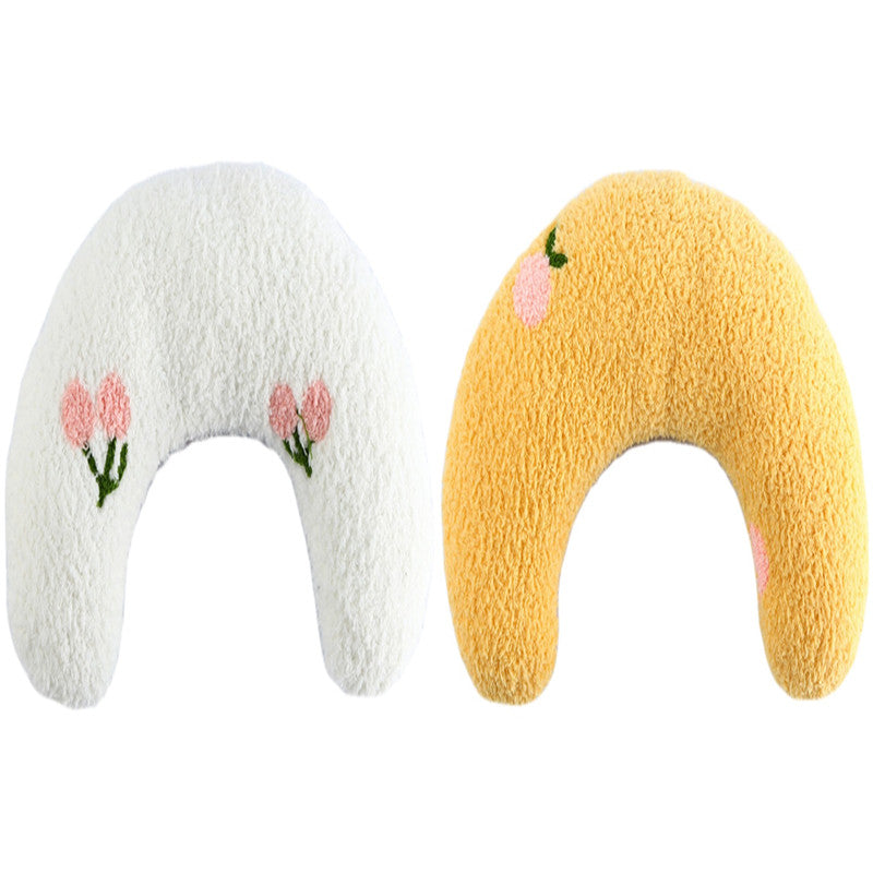 Little Pillow For Cats Fashion Neck Protector Deep Sleep Puppy U-Shaped Pillow Pets Pillow Kitten Headrest Dog Sleeping Pillow Pet Products Pets dealsniper-net White yellow 2PCS