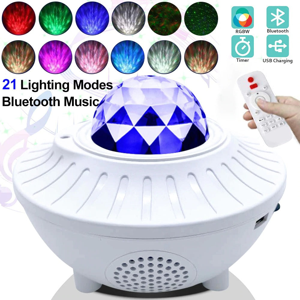 USB LED Star Night Light Music Starry Water Wave LED Projector Light Bluetooth Projector Sound-Activated Projector Light Decor Home dealsniper-net