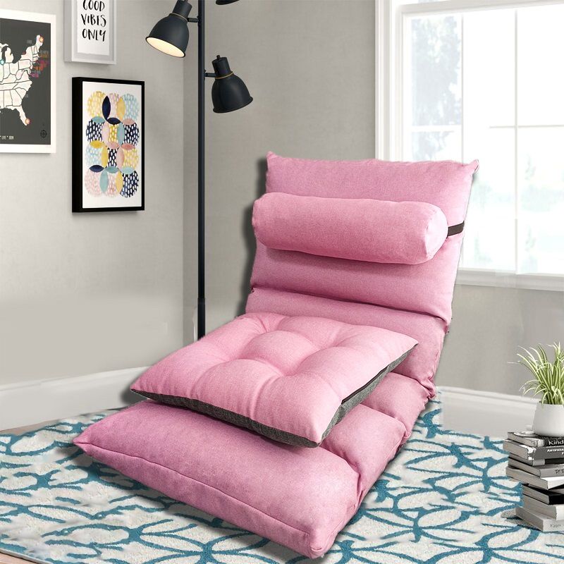 Lazy Sofa Tatami Single Small Sofa Bedroom Bed Backrest Cute Leisure Home dealsniper-net Pink Liner and lumbar pillow