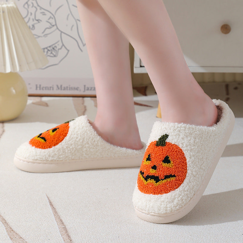 Halloween Pumpkin Cartoon Slippers Warm Winter Slippers Men null