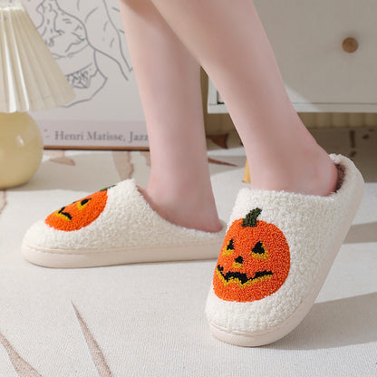Halloween Pumpkin Cartoon Slippers Warm Winter Slippers Men null