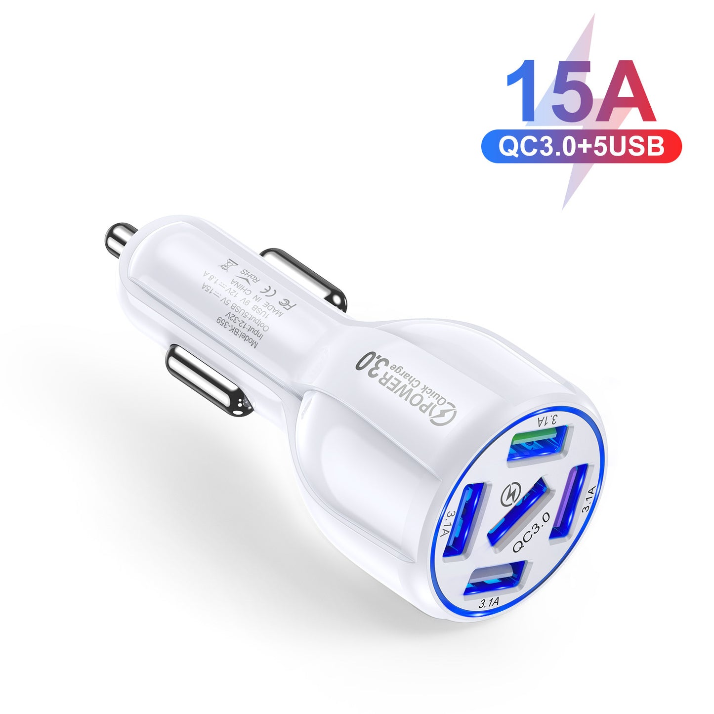 5-port 15A QC3.0 5USB Car Charger Fast Charge Car Charger Electronics DealSniper.net