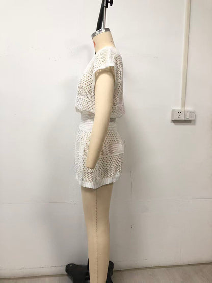 New Women Crochet Beach Dress Sparkly Sequin Women Gym From House