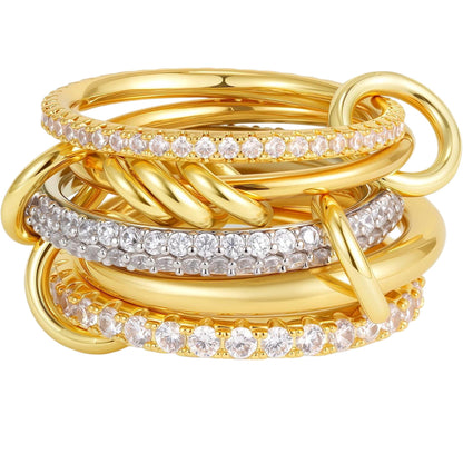 Cross-Border New Product Stacked Cubic Zirconia Ring Jewelry Gym From House Two color r05624 No. 10