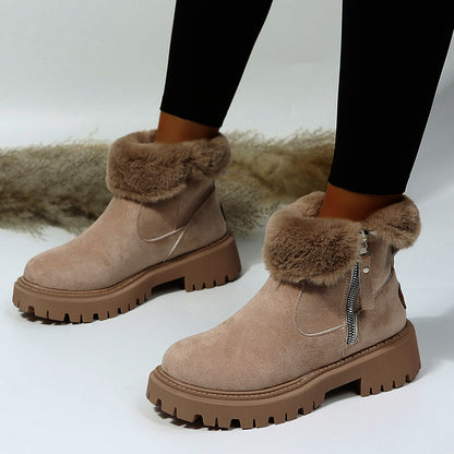 Thick Plush Snow Boots Women Faux Suede Non-slip Winter Shoes Women DealSniper.net