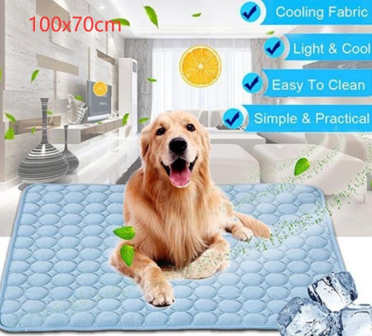 Pet Dog Cat Ice Silk Cold Nest Pad For Cooling In Summer Pets dealsniper-net Blue 102x70cm