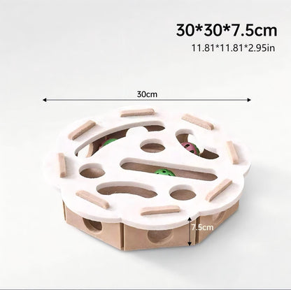 Interactive Cat Puzzle Toy With Maze Tunnel Bell Ball Pets dealsniper-net Circle White camel