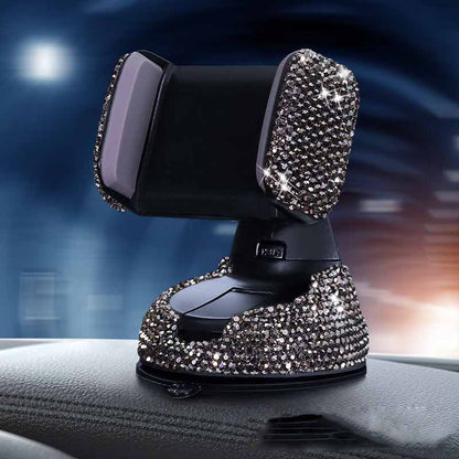 Multifunctional Air Outlet Diamond-encrusted Car Phone Holder Vehicle dealsniper-net Grey