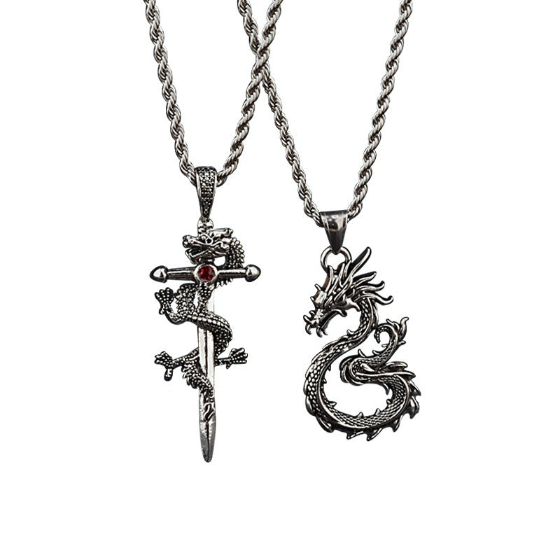 Fashion Jewelry Dragon Sword Pendant Necklace Jewelry Gym From House