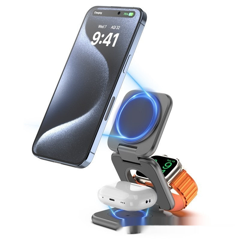 Foldable Magnetic Wireless Charger Mobile Phone Holder Gadgets Gym From House