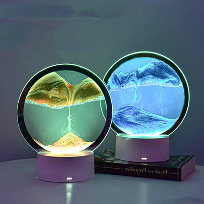 Desktop Quicksand Painting Dynamic Decoration Hourglass Lamp Home Decor Gym From House
