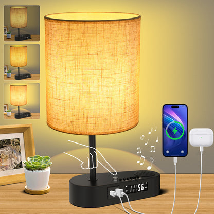 Multifunctional Bluetooth Playing Alarm Clock Fabric Table Lamp Home Decor dealsniper-net