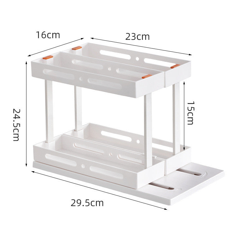 Kitchen Under Sink Drawer Type Spice Rack Kitchen dealsniper-net White Double Layer 15cm