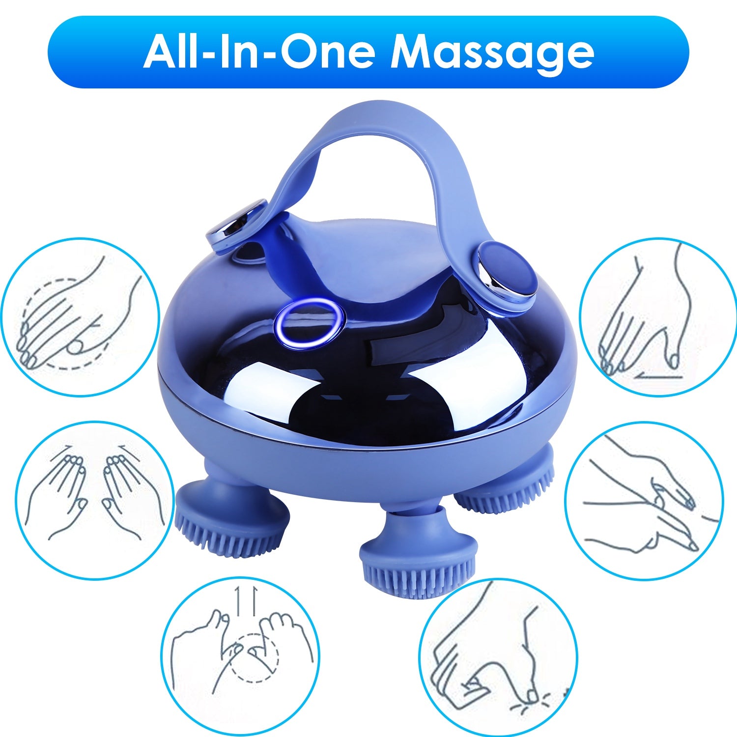 1Pc Electric Scalp Massager Rechargeable Head Massager Health Gym From House