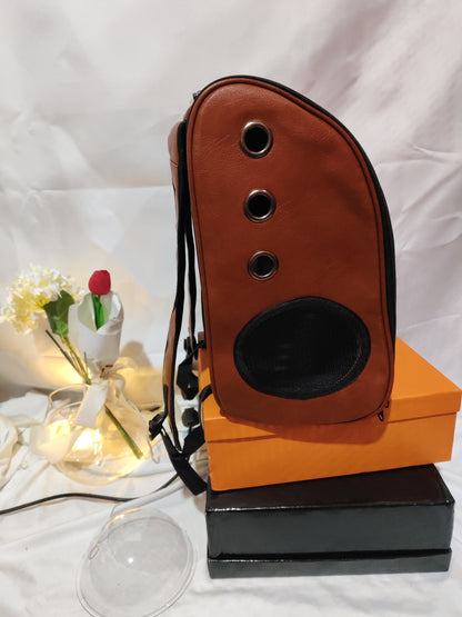Leather pet carry backpack capsule Pets Gym From House