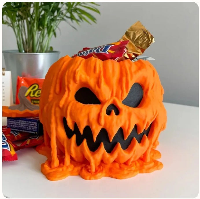 Melting Halloween Pumpkin Candy Bowl With Lid Holidays DealSniper.net 12x12x6.8cm