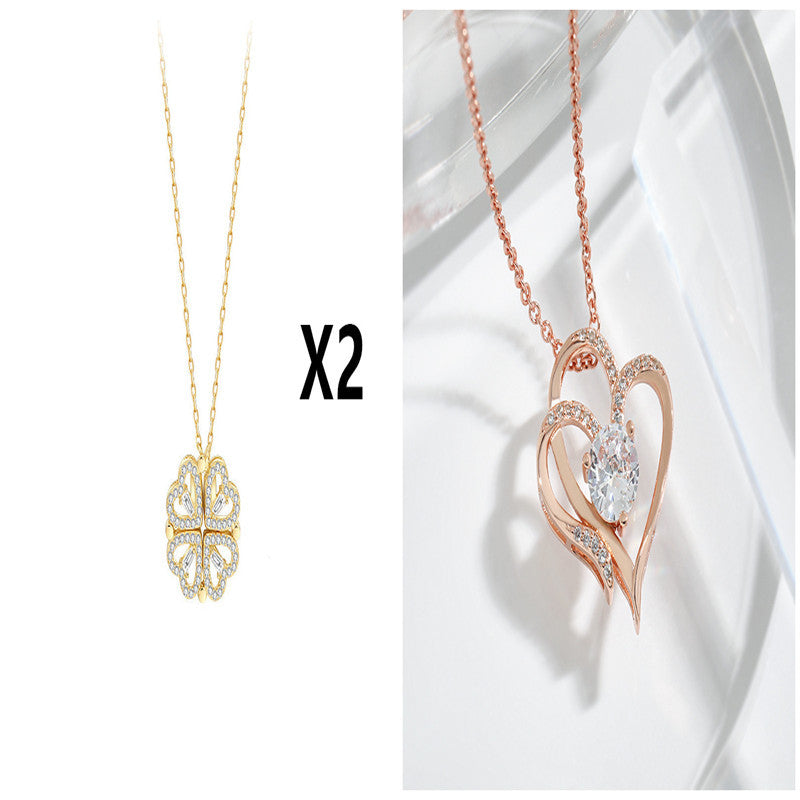 Explosive Style Detachable Deformed Four-leaf Clover Necklace Jewelry dealsniper-net Set13