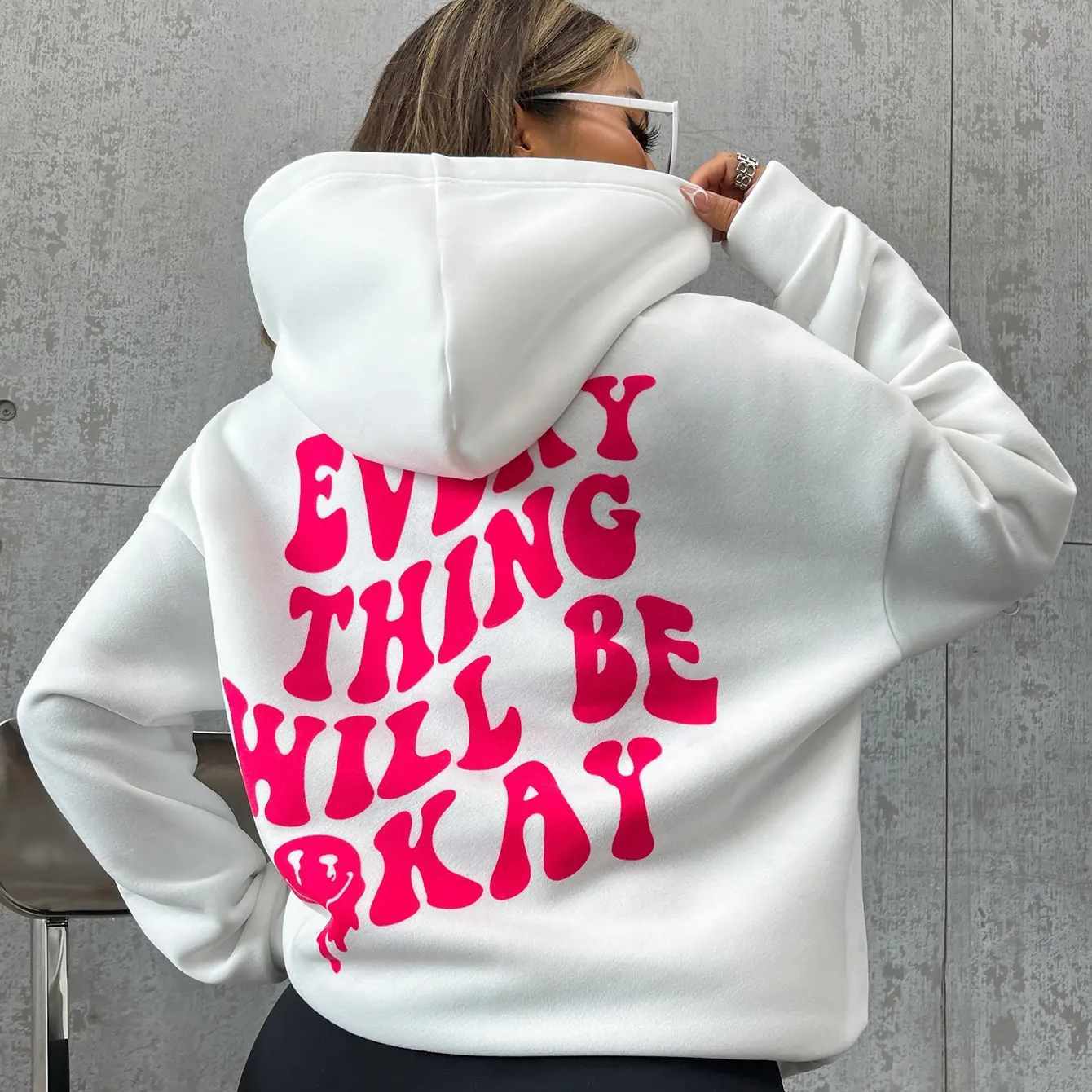 Every Thing Will Be Okay Creative Letter Hoody Women dealsniper-net