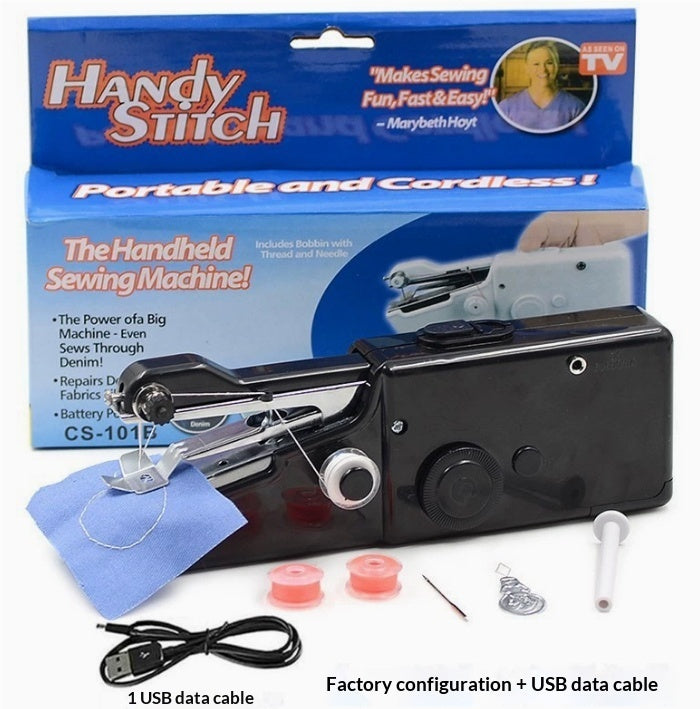 Handheld Mini Sewing Machine Set Hobby Gym From House Black with USB
