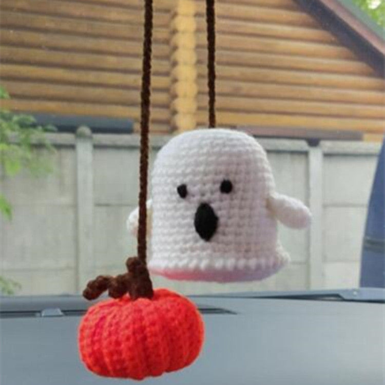 Plush Hand-woven Automobile Hanging Ornament Vehicle DealSniper.net Surprise Ghost Pumpkin
