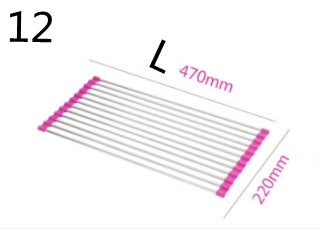 Folding Kitchen Drain Sink Rack Stainless Steel Kitchen DealSniper.net Pink 12 L