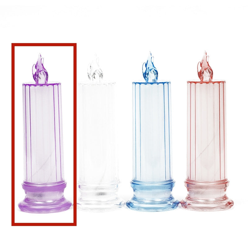 LED Electronic Candle Light Christmas Decorations Holidays Gym From House Line purple With base 1PC