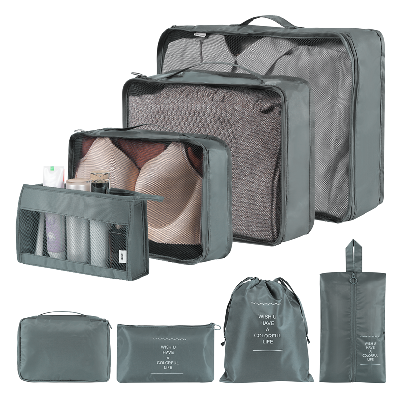 Home Fashion Simple Solid Color Storage Bag House dealsniper-net Gray 8Set