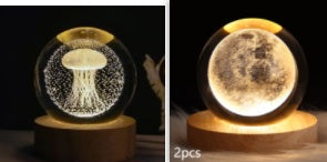 Luminous Starry Sky And Planets Moon Moon Crystal Ball Night Lamp Home Decor Gym From House Solid Wood Lamp Holder Set20 1PC