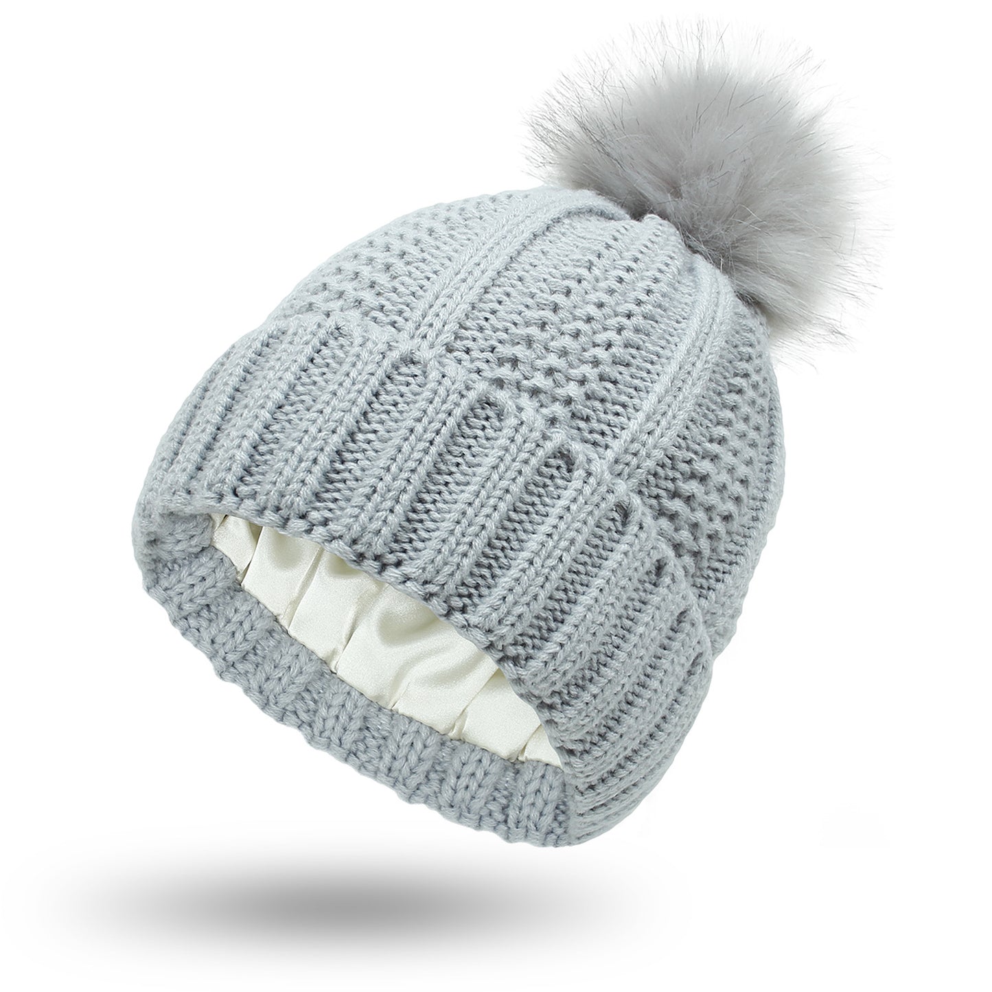 Winter Knitted Hats Fashion Stretchy Lined Skull Hats For Women Women Gym From House Light Grey One size