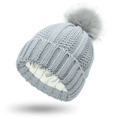 Winter Knitted Hats Fashion Stretchy Lined Skull Hats For Women Women Gym From House Light Grey One size