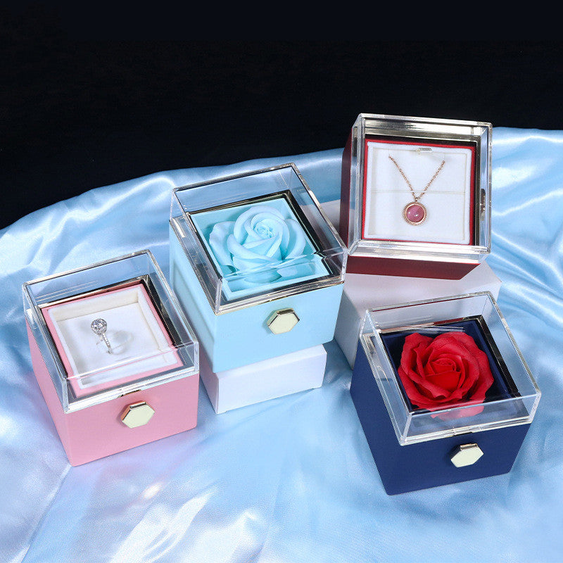 Rotating Soap Flower Rose Gift Box Creative Rotating Rose Jewelry