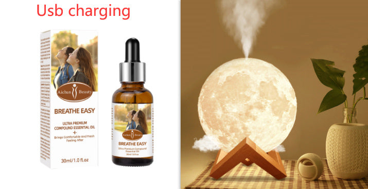 Lunar Humidifier Night Light Bedroom Aromatherapy Spray Home Decor DealSniper.net Wood set Usb charging