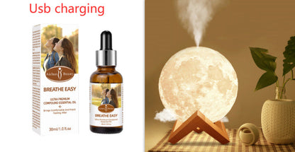 Lunar Humidifier Night Light Bedroom Aromatherapy Spray Home Decor DealSniper.net Wood set Usb charging