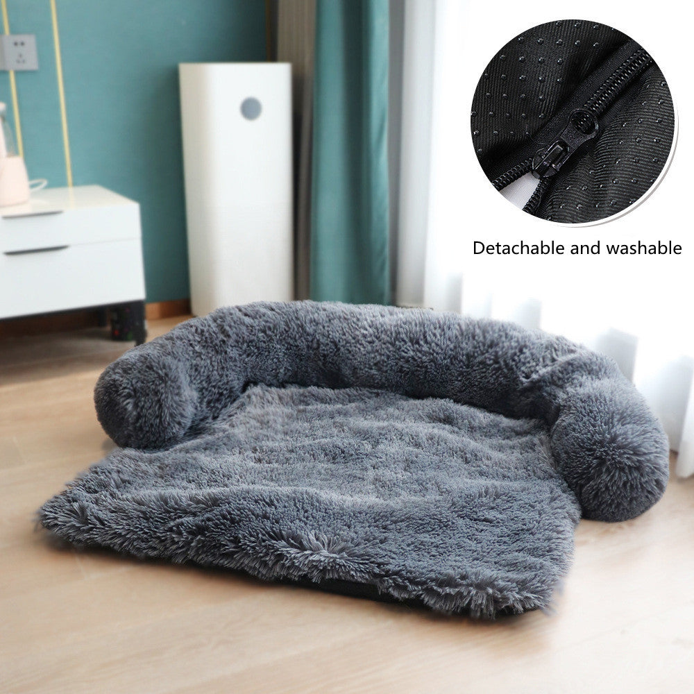 Removable Pet Dog Mat Sofa Dog Bed Soft Pad Blanket Cushion Pets dealsniper-net Dark Grey L Washable