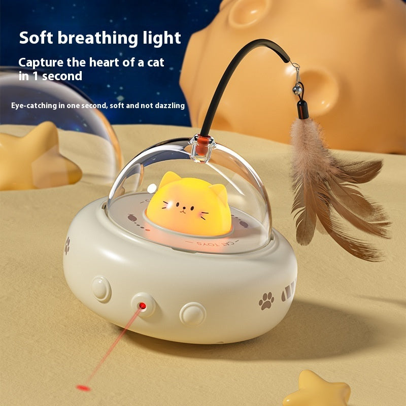 Smart Teaser Cat Toy Electric UFO Cat Teaser Stick With Bell Training Pets Gym From House