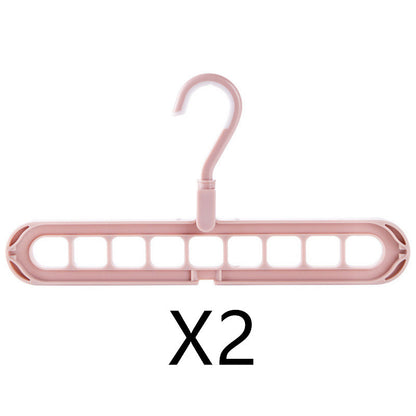 9-hole Clothes Hanger Organizer Space Saving Hanger House DealSniper.net Pink 2PCS